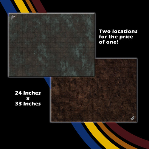 Dark grey land map and a rocky dark brown earth map 24x 33in