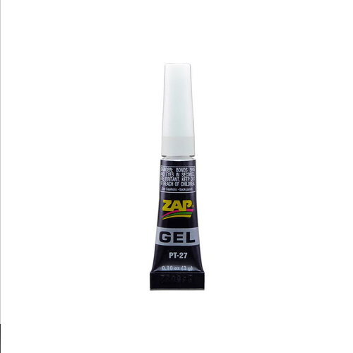 Zap Gel (15 sec) a black tube white cover label ZAP gel