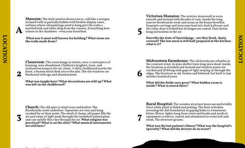 Sample Page:  Location examples Museum, classroom, Church 