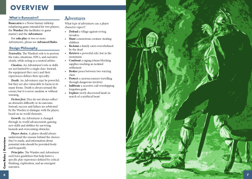 Sample Pages: Overview of Runecairn green hued cloaked character pointing at startled man 