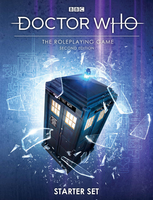 Product cover of Doctor Who RPG Starter Set, 2nd Edition featuring the Tardis
