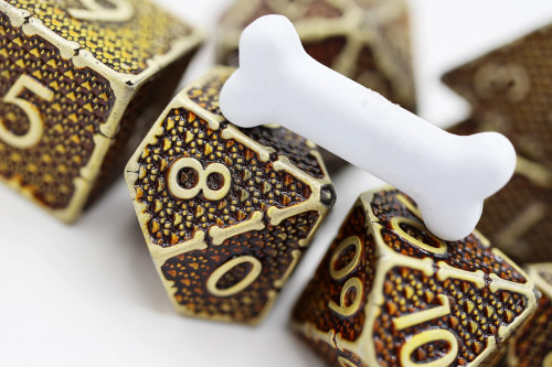 Ten and eight sided RPG dice from the Muddy Paw Prints set
