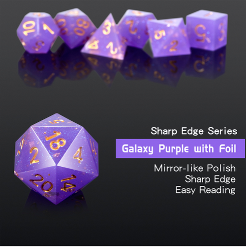 Wizard sharp edge dice set with mirror-like polish, precision sharp edges, and easy-to-read numerals