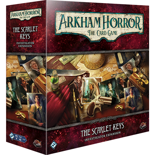 Box image of the Scarlet Keys Investigator Expansion for Arkham Horror: The Card Game