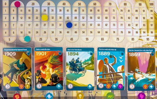 Game layout, close up of score keeper and cards