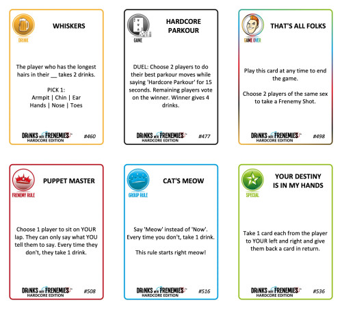 Drinks with Frenemies Hardcore Edition example cards