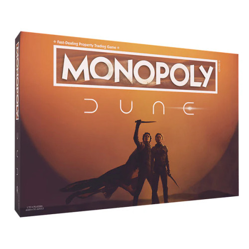 Monopoly Dune box cover, depicting Paul and Chani