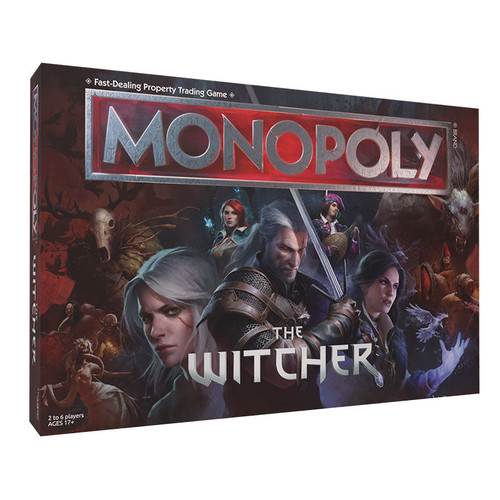 Front of game box featuring characters from the Witcher in power poses