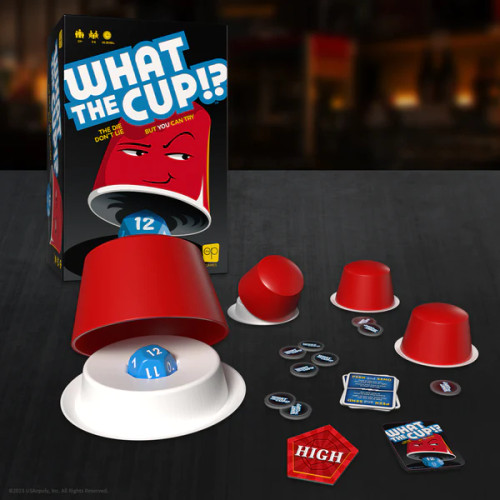 What the Cup box and components, including cups, dice and tokens