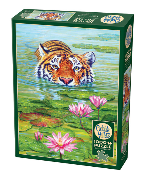 Land of the Lotus tiger in water with lotuses puzzle box