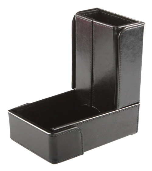 Single piece magnetic leatherette dice tower and dice tray