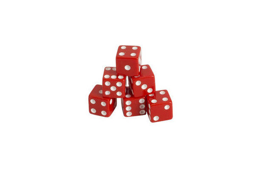 Red Six-Sided Dice With White Pips