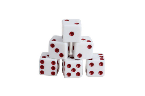 White Six-Sided Dice With Red Pips