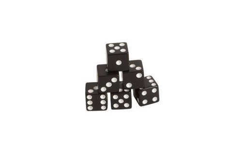 Black Six-Sided Dice With White Pips