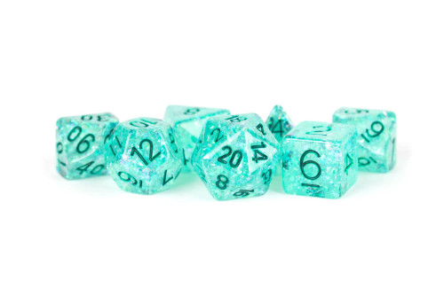 set of translucent teal dice
