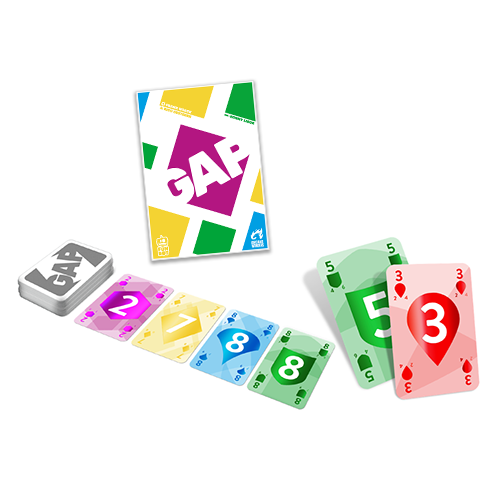 Gap example cards, each with a number, and a suit which is associated with its color
