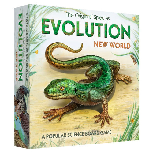 Evolution New World box cover, featuring art of a lizard