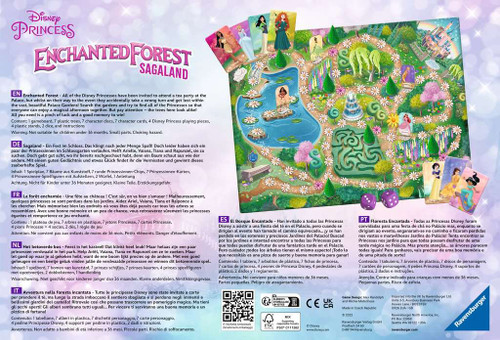 Back of game box, featuring an description overview, game board and game components 