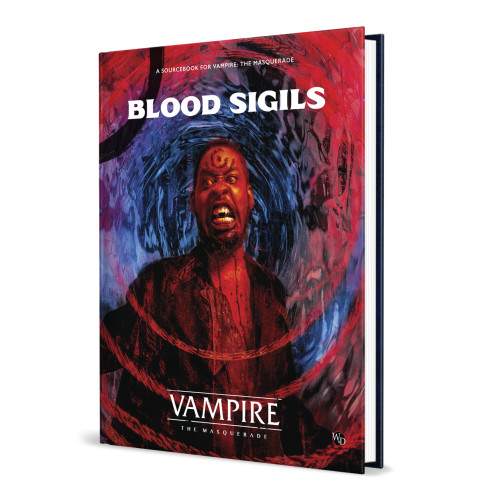 Blood Sigils sourcebook cover, depicting a vampire with a symbol on his forehead