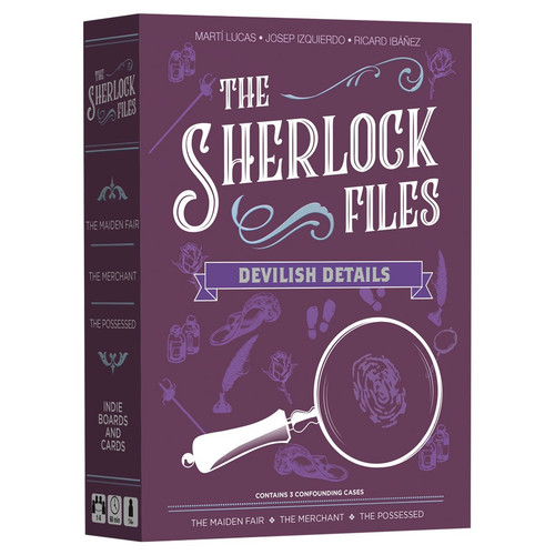 Sherlock Files Volume 6 Devilish Details box, depicting a magnifying glass examining a fingerprint