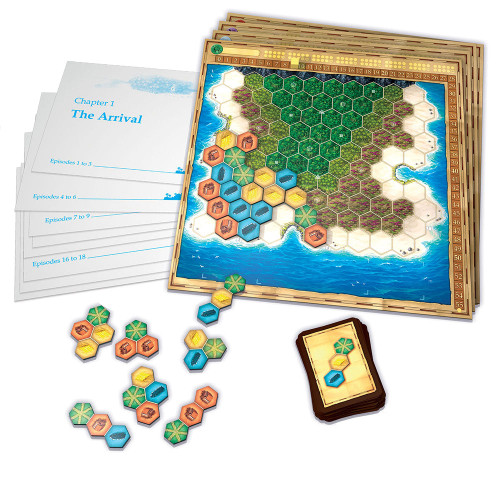 Game contents displayed: Island map and tokens and cards
