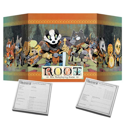 Root RPG GM Accessory pack including a GM screen and two record sheet pads