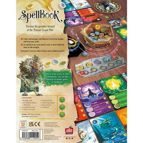 Back of game box with a listing of contents and game set up