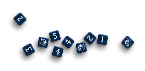 Close up of Avatar Dice set Navy and white