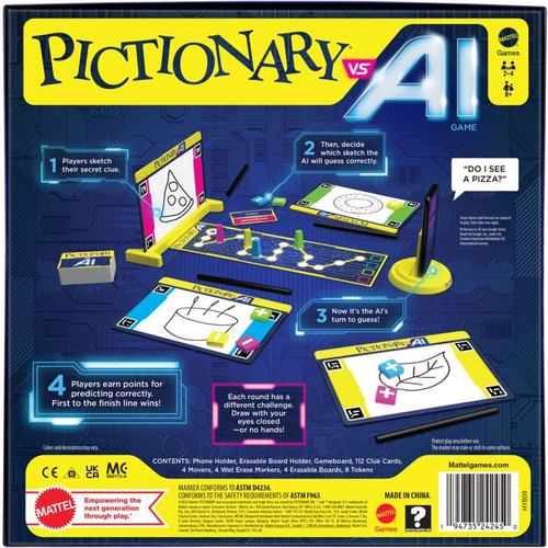 Back of box  featuring the game set up and steps to play