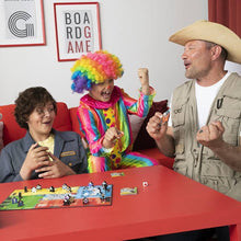 Lifestyle photo of family playing the game in costumes