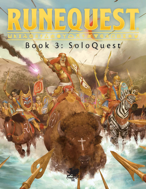 Book 3 characters charging forward on zebra, buffalo, and horses