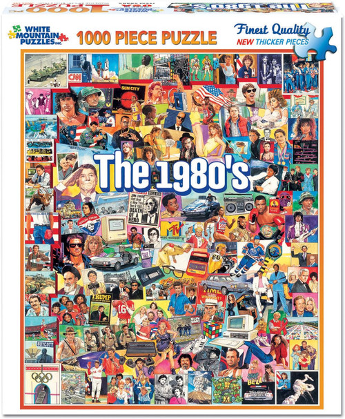 Front cover of puzzle box featuring 1980's iconic characters and events
