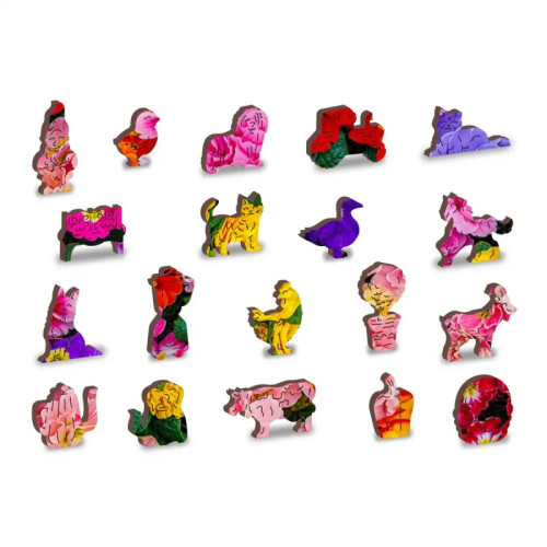 Blooming Flowers wooden puzzle whimsy pieces