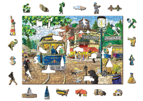 Victorian Street wooden puzzle with whimsy pieces
