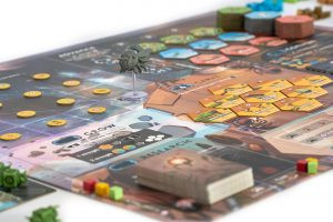 A view of the game board with other components 