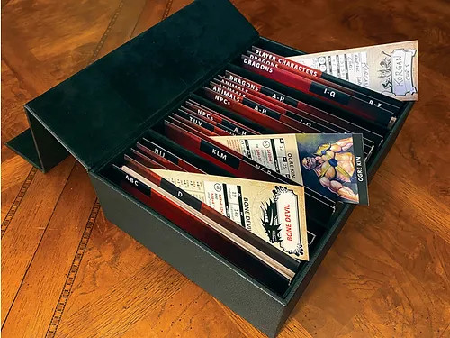 Stat Tracker File Box open with filing system