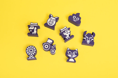 Player tokens, blue and white