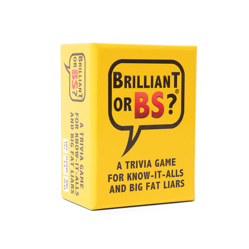 Front of bright yellow box with game title, BS in red bold font