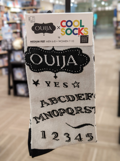 Ouija board graphic socks on a hangar