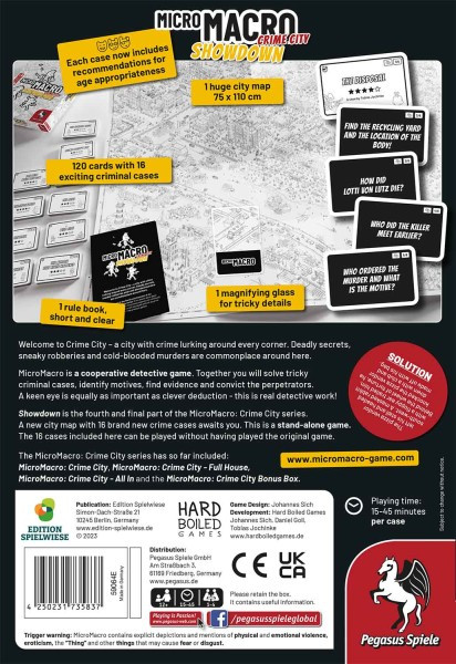 Back of game box featuring sample game layout. 