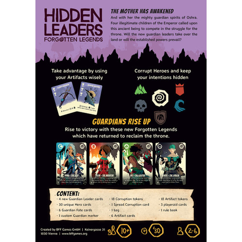 Back of the box with overview of Guardians rules