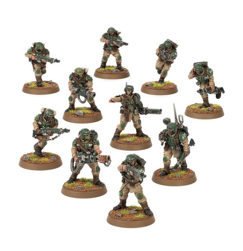 Cadian Shock Troops miniatures, assembled and painted