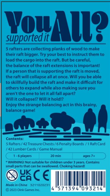 Back of the game box featuring content and game length and age recommendations