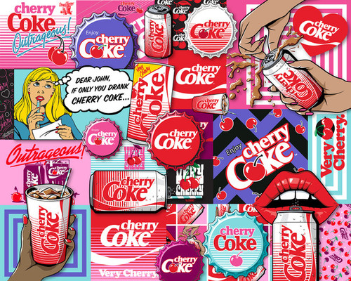 cherry coke logos and advertisements 