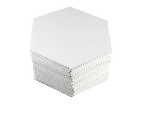 Blank hexagon cards in a stack