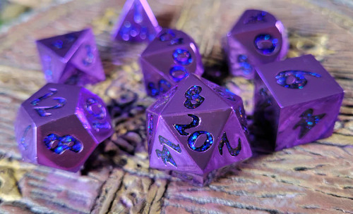 Forged Lore purple metal dice set full set