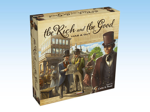 The Rich and the Good game box, depicting industrial revolution age characters