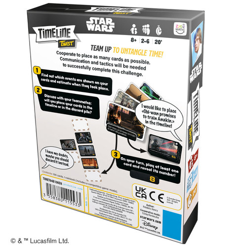 back of game box with scene cards lined up in timeline order