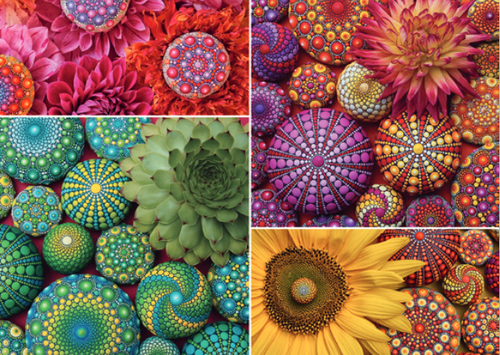 Mandala Blooms puzzle image, depicting mandala and nature patterns