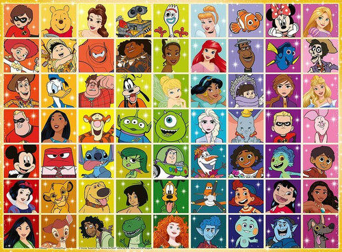 close up of color squares with characters in each square